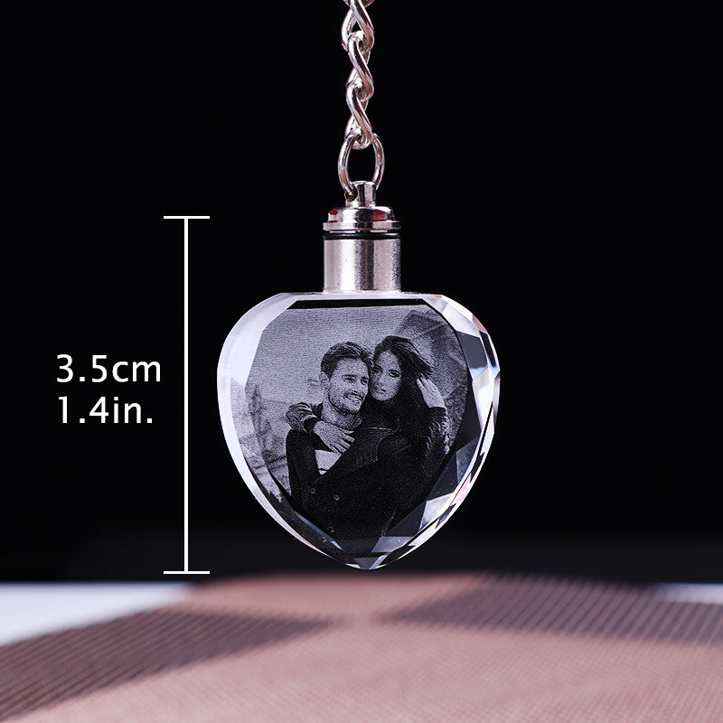 ✨ Personalized Crystal Photo Keychain — Custom Laser Engraved with Colorful LED Light