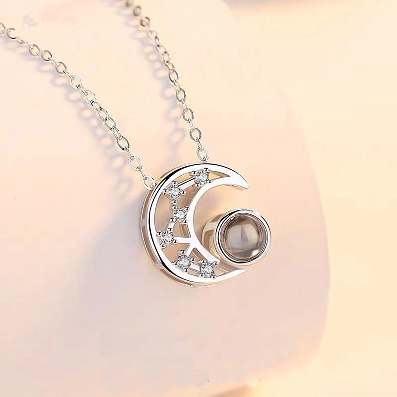 ✨ Personalized Star & Moon Projection Necklace — Custom Photo Inside