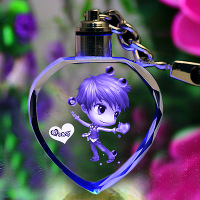 ✨ Personalized Crystal Photo Keychain with LED Light Custom Engraved Gift for Loved Ones