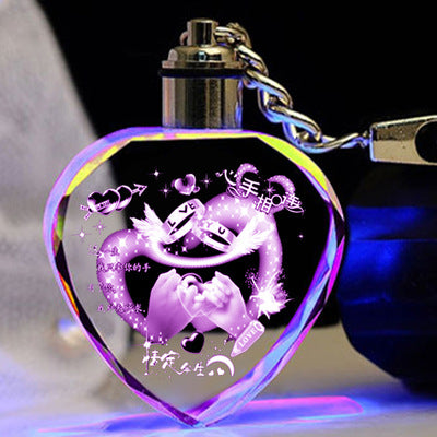 ✨ Personalized Crystal Photo Keychain with LED Light Custom Engraved Gift for Loved Ones