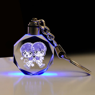 ✨ Personalized Crystal Photo Keychain with LED Light Custom Engraved Gift for Loved Ones