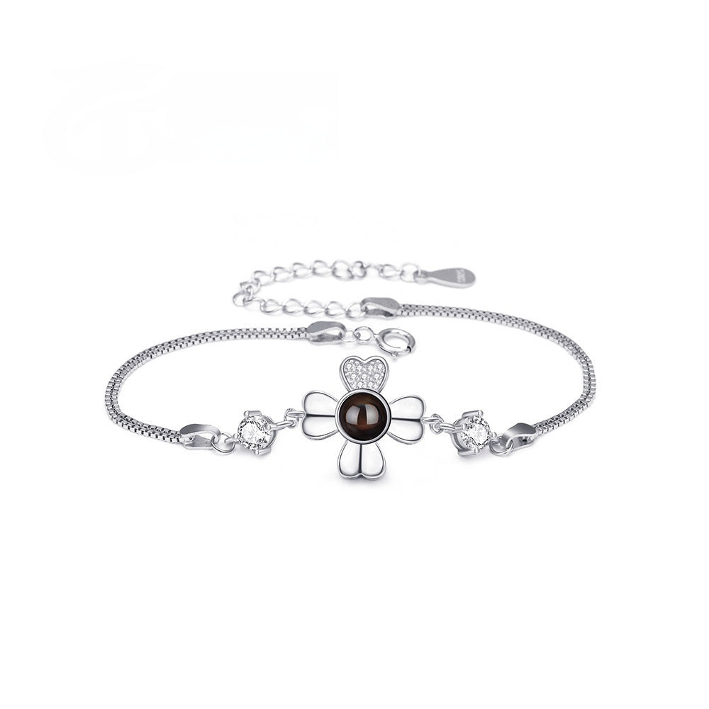 ✨ Sterling Silver Photo Projection Bracelet — Minimalist Personalized Jewelry