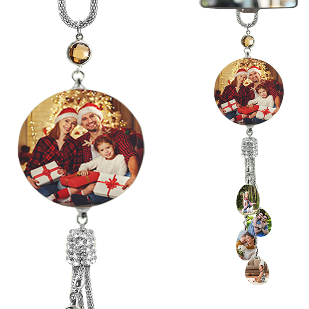 ✨ Personalized Crystal Car Pendant — Custom Photo Rearview Mirror Charm