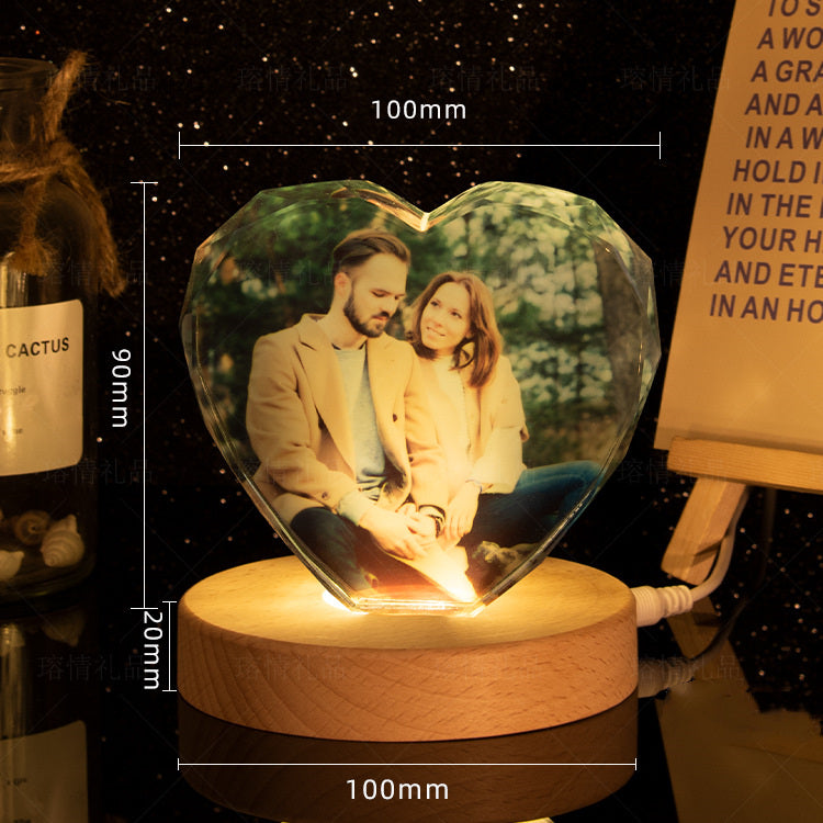 ✨ Personalized Crystal Photo Ornament — Custom Laser Engraved Desktop Display