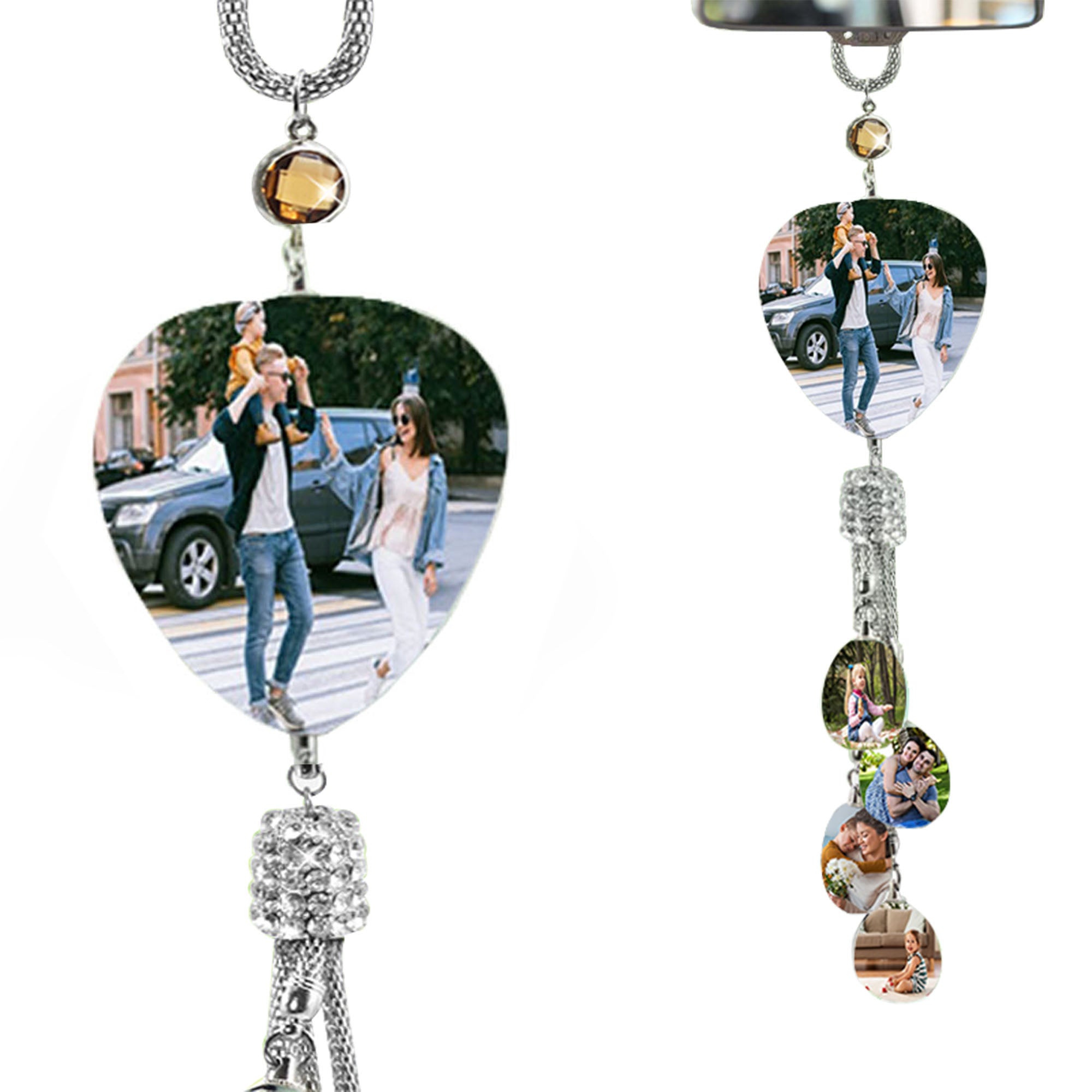 ✨ Personalized Crystal Car Pendant — Custom Photo Rearview Mirror Charm