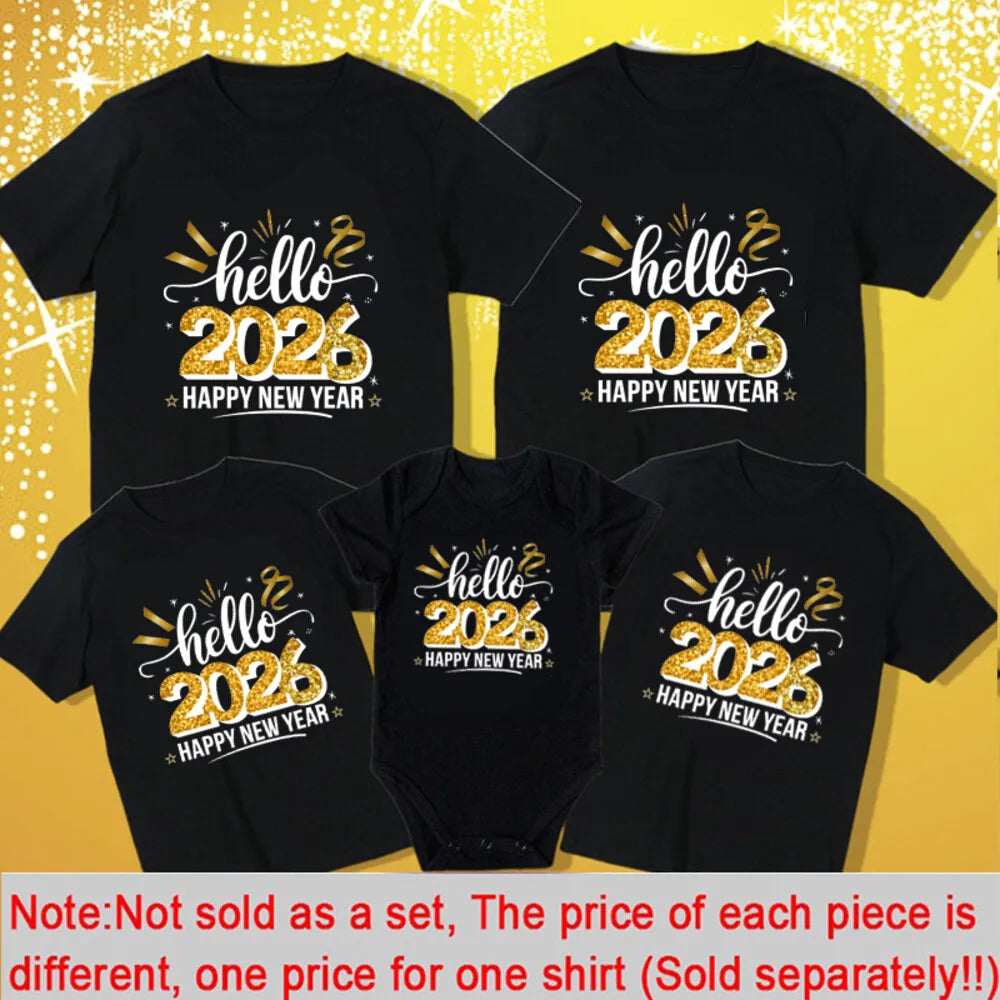 ✨ Hello 2026 Family Matching Shirts — New Year Outfits for Dad, Mom, Kids & Baby