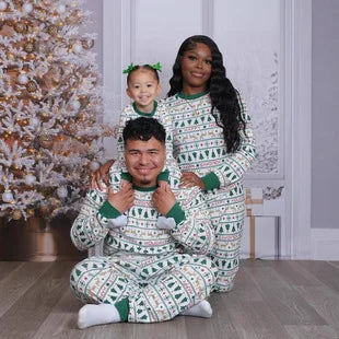 Cotton Mother Kids Family Matching Christmas Pajama Sets Letter Print Parent-child Brother Sister Look Sleepwear Couple Pyjamas