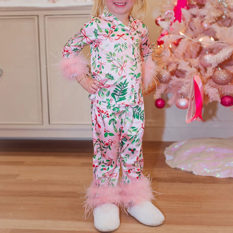 ✨ Mommy & Me Leaves Print Pajama Set — Matching 2-Piece Tops & Pants for Girls & Moms