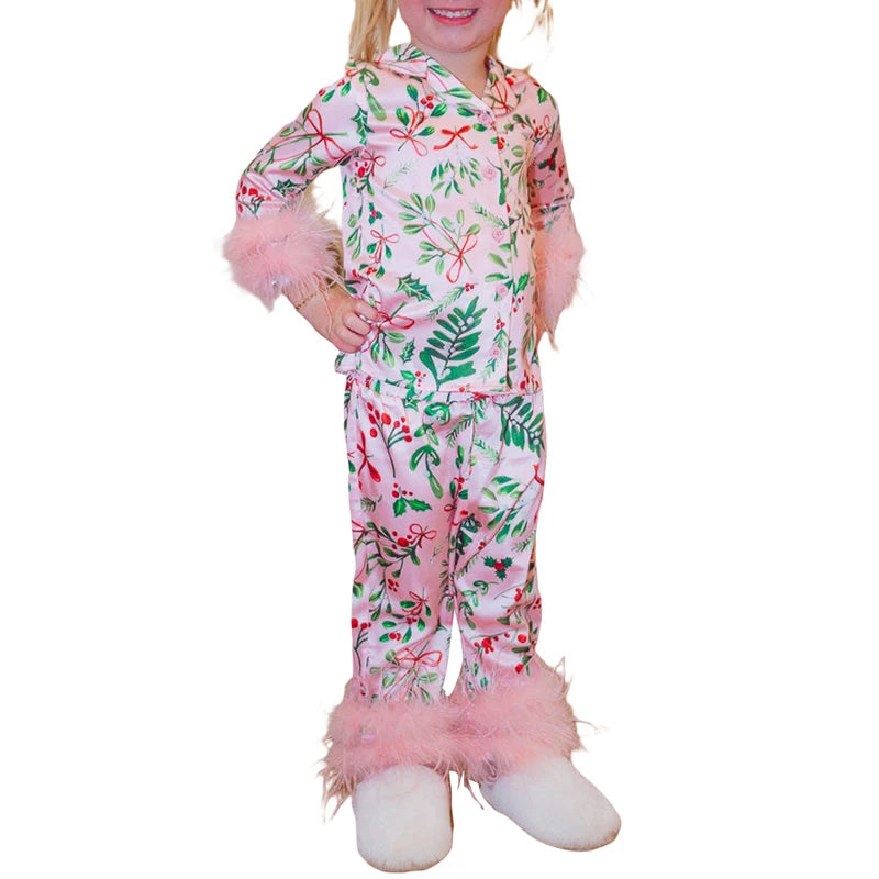 ✨ Mommy & Me Leaves Print Pajama Set — Matching 2-Piece Tops & Pants for Girls & Moms