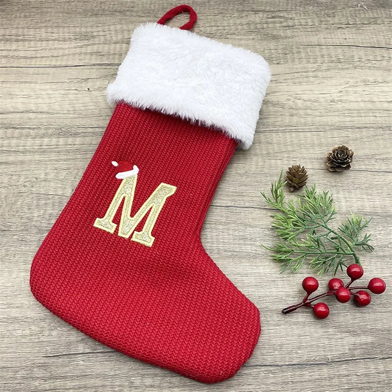 ✨ Personalized Christmas Alphabet Knitted Stockings