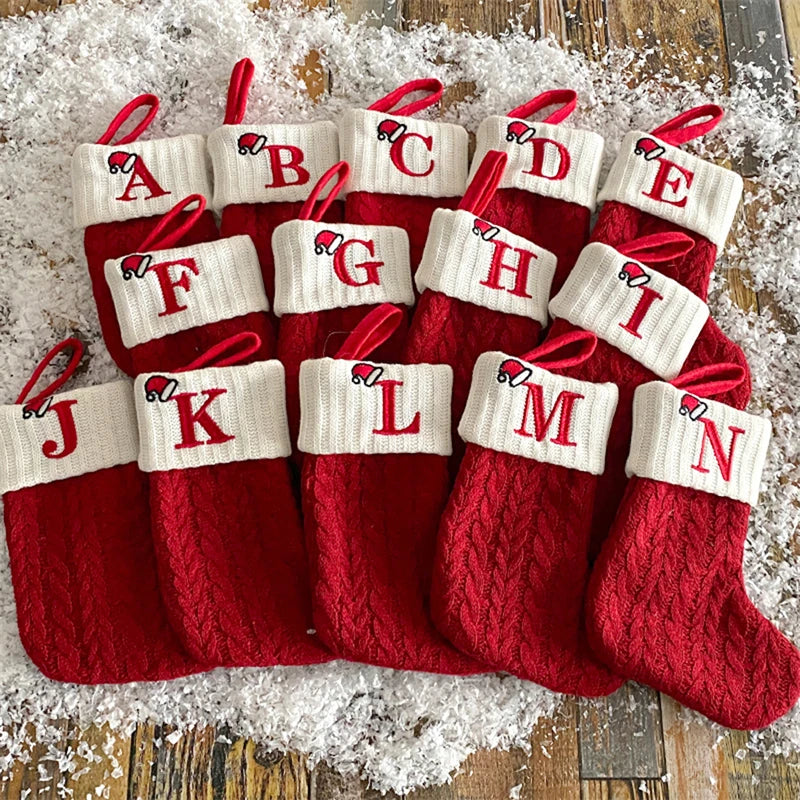 ✨ Personalized Christmas Alphabet Knitted Stockings