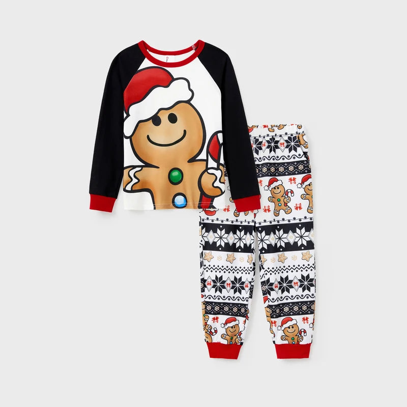 PatPat Christmas Family Matching Gingerbread Man Print Pajama Set With Drawstring Hood And Pockets