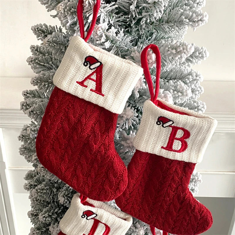 ✨ Personalized Christmas Alphabet Knitted Stockings