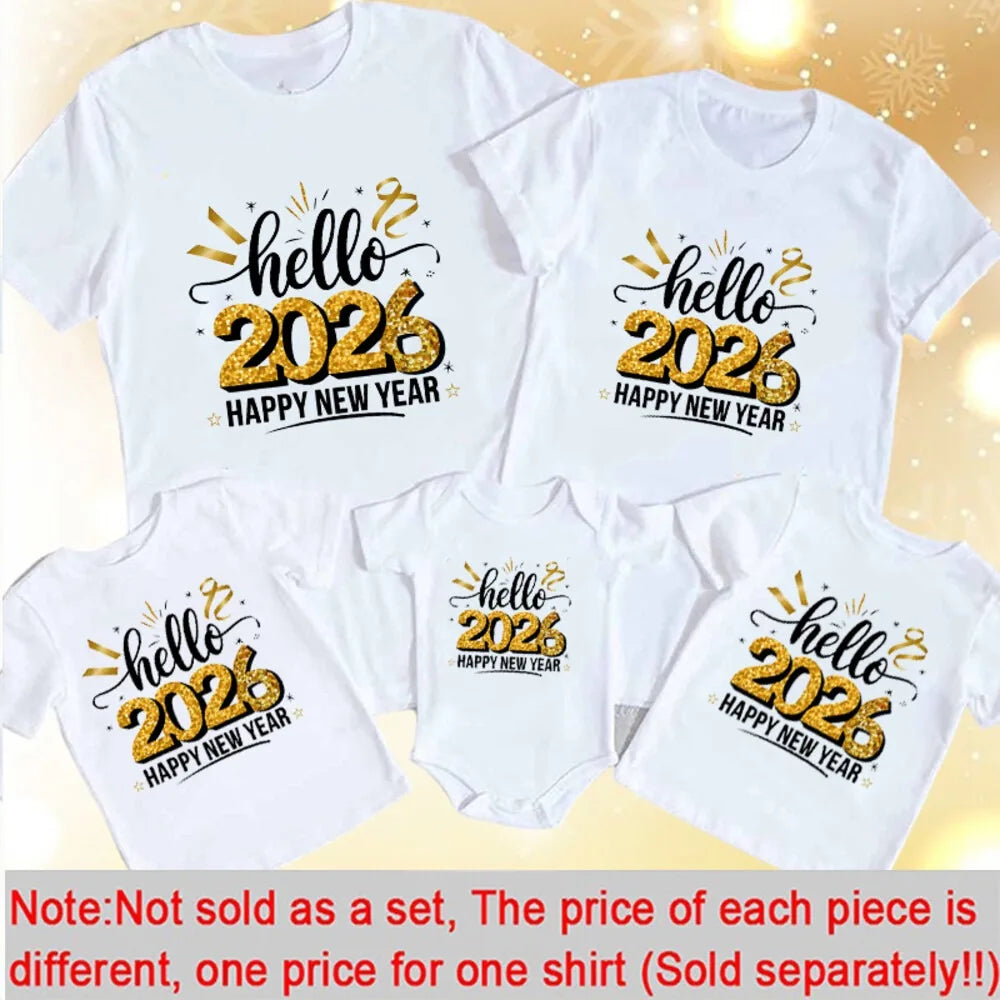 ✨ Hello 2026 Family Matching Shirts — New Year Outfits for Dad, Mom, Kids & Baby