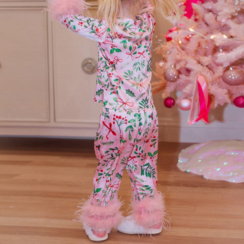 ✨ Mommy & Me Leaves Print Pajama Set — Matching 2-Piece Tops & Pants for Girls & Moms