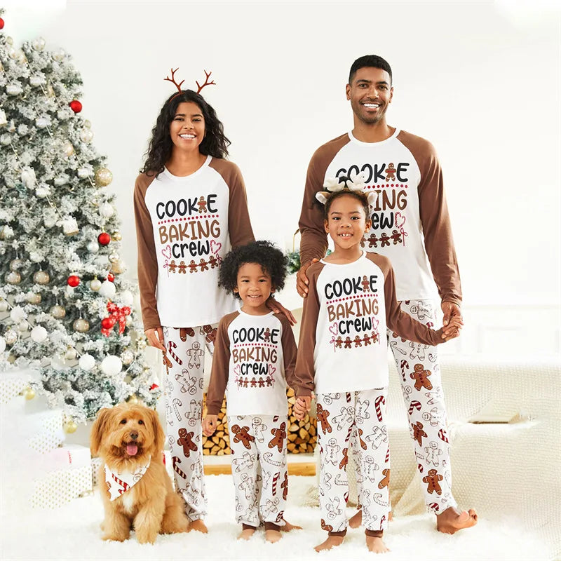 Cotton Mother Kids Family Matching Christmas Pajama Sets Letter Print Parent-child Brother Sister Look Sleepwear Couple Pyjamas