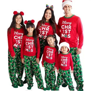 Cotton Mother Kids Family Matching Christmas Pajama Sets Letter Print Parent-child Brother Sister Look Sleepwear Couple Pyjamas