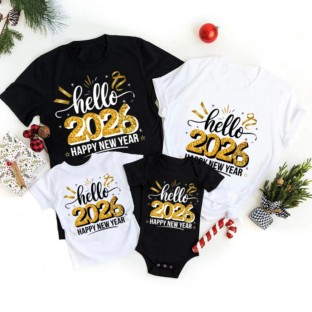 ✨ Hello 2026 Family Matching Shirts — New Year Outfits for Dad, Mom, Kids & Baby
