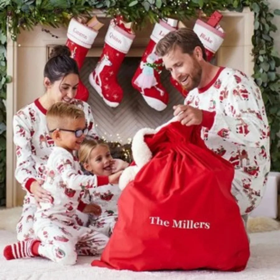 Cotton Mother Kids Family Matching Christmas Pajama Sets Letter Print Parent-child Brother Sister Look Sleepwear Couple Pyjamas
