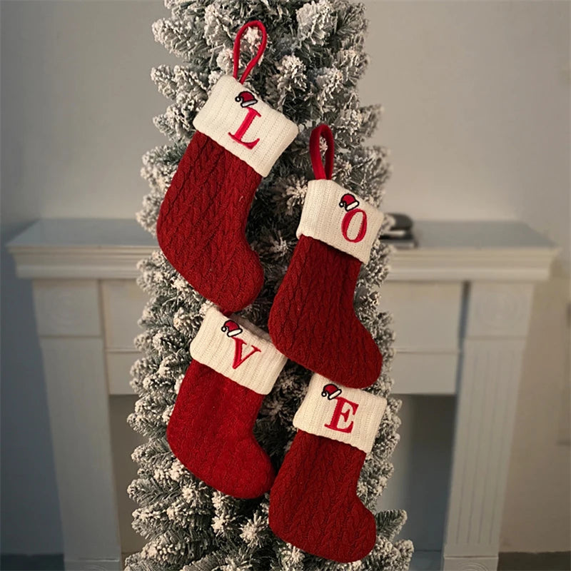 ✨ Personalized Christmas Alphabet Knitted Stockings