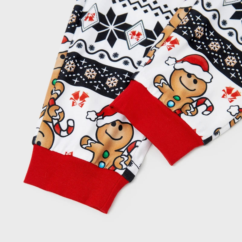 PatPat Christmas Family Matching Gingerbread Man Print Pajama Set With Drawstring Hood And Pockets