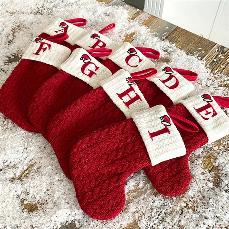 ✨ Personalized Christmas Alphabet Knitted Stockings
