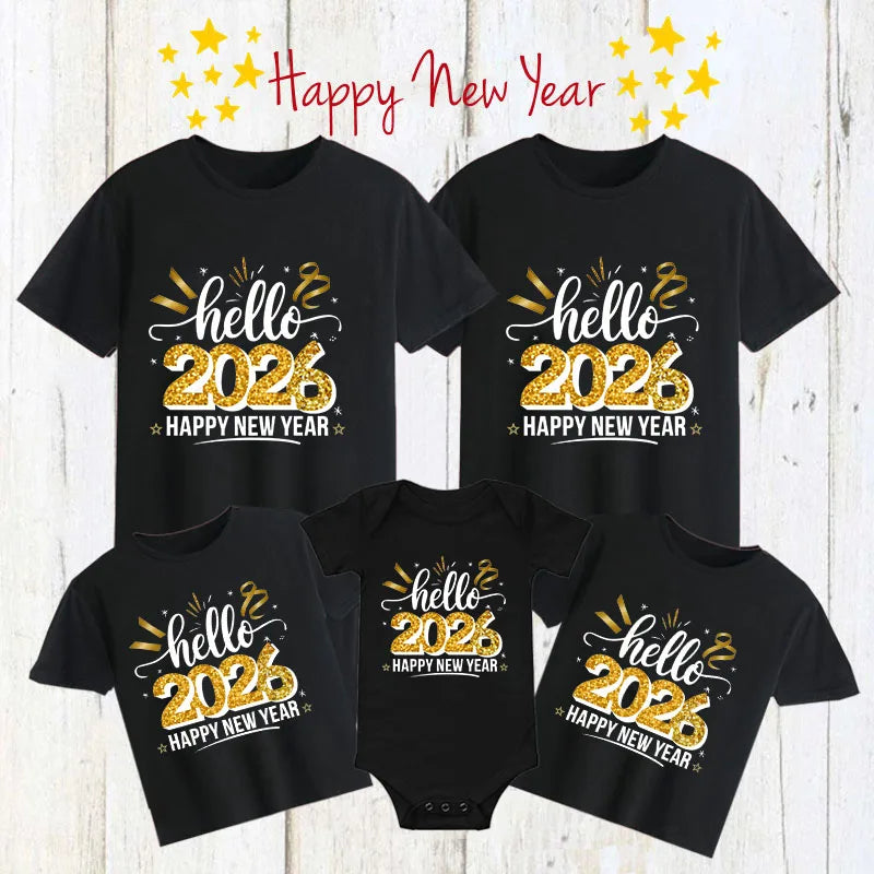 ✨ Hello 2026 Family Matching Shirts — New Year Outfits for Dad, Mom, Kids & Baby