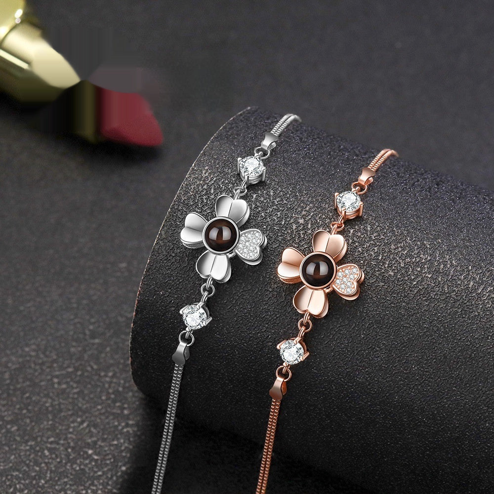 ✨ Sterling Silver Photo Projection Bracelet — Minimalist Personalized Jewelry