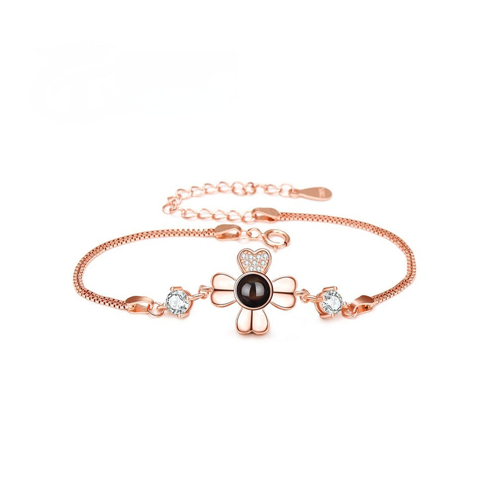 ✨ Sterling Silver Photo Projection Bracelet — Minimalist Personalized Jewelry