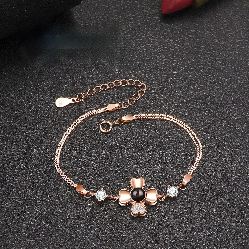 ✨ Sterling Silver Photo Projection Bracelet — Minimalist Personalized Jewelry