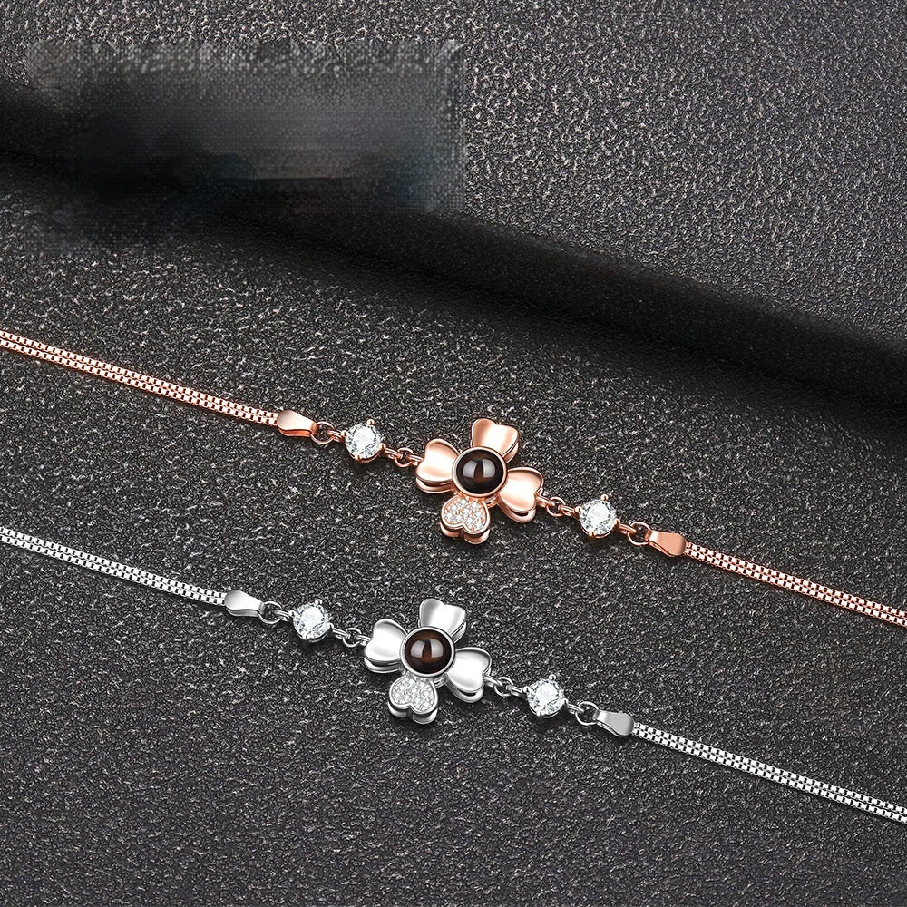 ✨ Sterling Silver Photo Projection Bracelet — Minimalist Personalized Jewelry